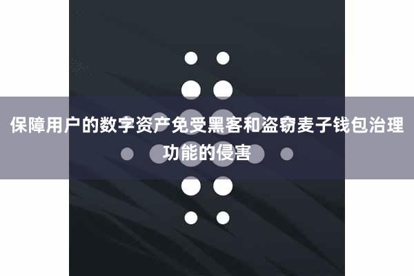 保障用户的数字资产免受黑客和盗窃麦子钱包治理功能的侵害